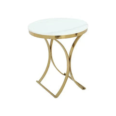 Premium Golden Iron White Round Marble Table