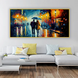 Street Scene Love Couple – Romantic in rain Wall Art | Size 2x4 Feet
