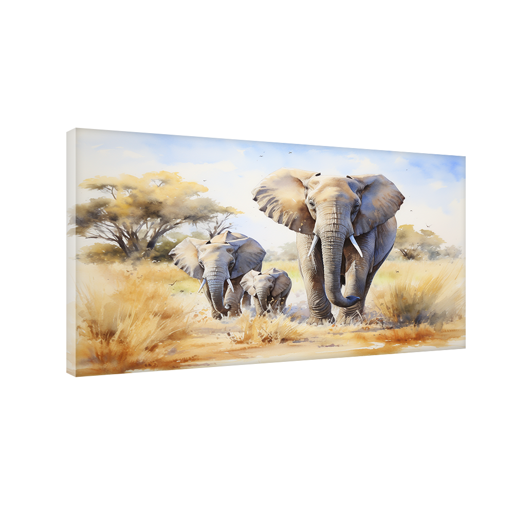 Watercolor-elephant- Canvas Wall Art – Painting Size:H x W, 2x4 Feet
