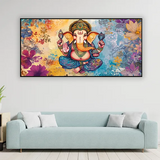 Floral Ganesha Canvas Painting | Nature & Spiritual Fusion Art