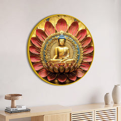 Luxury Gautam Buddha Spiritual Round Wall Painting