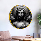 Zen Style Gautam Buddha Round Wall Art Painting